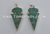 NGP2822 25*50mm - 27*55mm arrowhead sea sediment jasper pendants