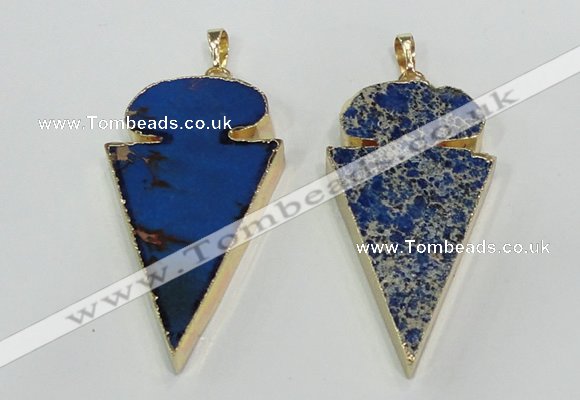 NGP2823 25*50mm - 27*55mm arrowhead sea sediment jasper pendants