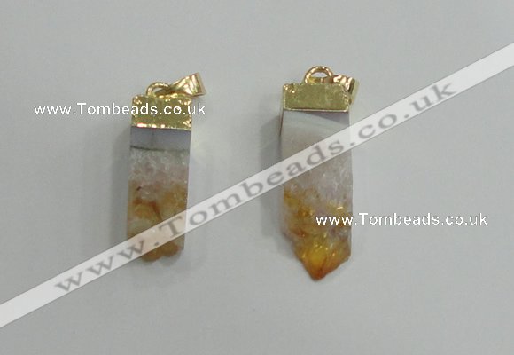 NGP2839 8*25mm - 12*40mm sticks druzy citrine gemstone pendants