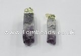 NGP2841 12*40mm - 14*50mm sticks druzy amethyst gemstone pendants