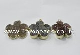 NGP2852 42*45mm - 50*52mm flower agate gemstone pendants