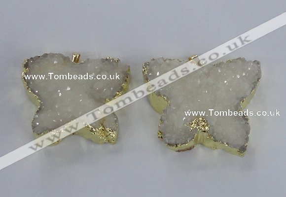 NGP2870 40*50mm - 45*55mm butterfly druzy agate pendants wholesale