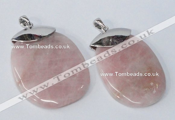 NGP2879 45*65mm - 50*70mm freeform rose quartz gemstone pendants