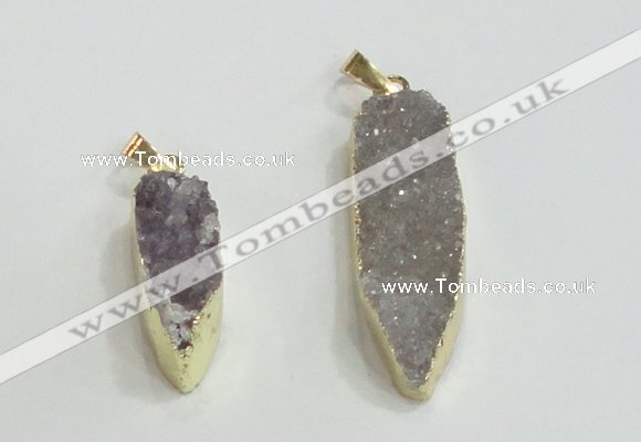 NGP2953 10*25mm - 12*40mm freeform druzy agate pendants wholesale