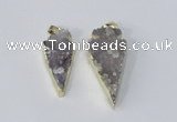 NGP2954 15*35mm - 20*45mm arrowhead druzy agate pendants wholesale