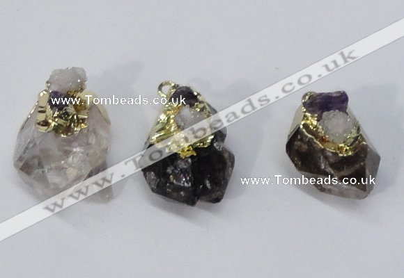 NGP2958 18*25mm - 20*35mm freeform mixed quartz pendants