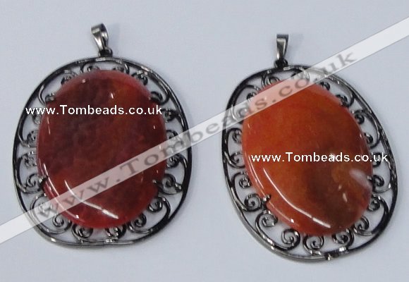 NGP2971 50*60mm oval agate gemstone pendants wholesale