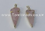 NGP3027 15*35mm – 20*50mm arrowhead rose quartz gemstone pendants