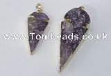 NGP3029 15*35mm – 20*50mm arrowhead amethyst gemstone pendants