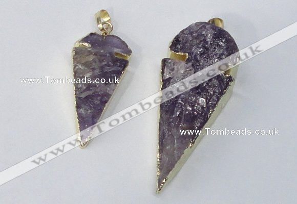 NGP3029 15*35mm – 20*50mm arrowhead amethyst gemstone pendants