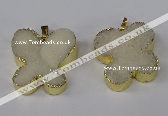 NGP3040 25*30mm - 30*35mm butterfly druzy agate pendants wholesale