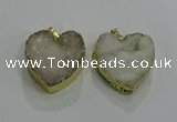 NGP3047 30*30mm heart druzy agate gemstone pendants