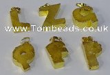 NGP3071 20*25mm - 25*30mm letter druzy agate pendants wholesale