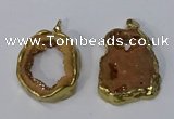 NGP3142 25*35mm - 40*50mm freeform plated druzy agate pendants