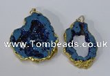 NGP3144 25*35mm - 40*50mm freeform plated druzy agate pendants