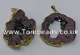 NGP3146 25*35mm - 40*50mm freeform plated druzy agate pendants