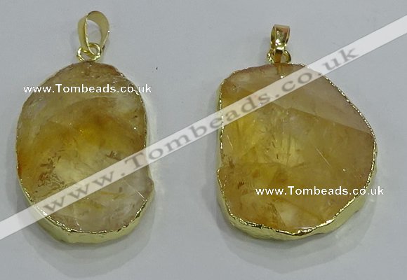 NGP3160 25*35mm - 30*40mm freeform citrine gemstone pendants