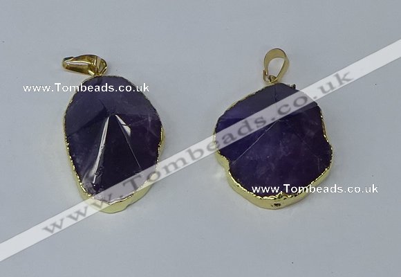 NGP3162 22*30mm - 25*35mm freeform amethyst gemstone pendants