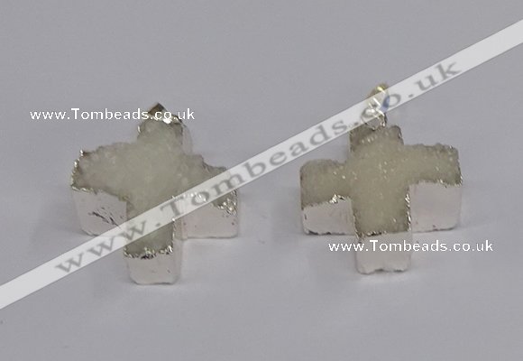 NGP3170 25*26mm - 27*28mm cross druzy agate pendants wholesale