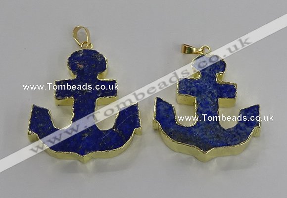 NGP3222 38*42mm - 40*45mm anchor lapis lazuli gemstone pendants