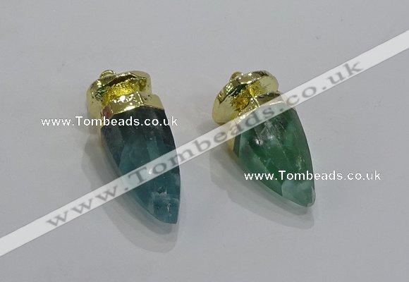 NGP3251 15*30mm - 18*35mm faceted bullet fluorite pendants