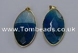 NGP3288 33*55mm faceted marquise agate gemstone pendants wholesale