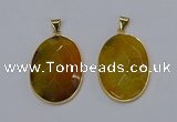 NGP3292 33*45mm faceted oval agate gemstone pendants wholesale