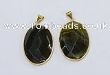 NGP3293 33*45mm faceted oval agate gemstone pendants wholesale