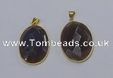 NGP3295 33*45mm faceted oval agate gemstone pendants wholesale