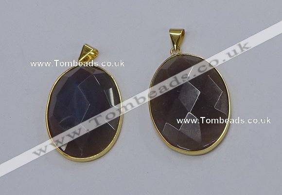 NGP3295 33*45mm faceted oval agate gemstone pendants wholesale