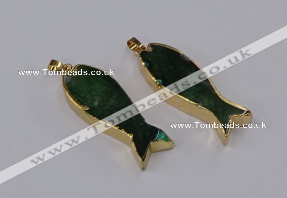 NGP3316 16*50mm - 18*52mm fish-shaped agate gemstone pendants