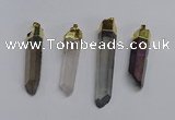 NGP3405 10*45mm - 12*55mm sticks plated quartz pendants wholesale