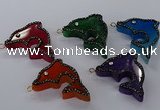 NGP3429 25*40mm - 30*45mm dolphin agate gemstone pendants