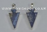 NGP3491 15*30mm - 18*40mm arrowhead blue lace agate pendants