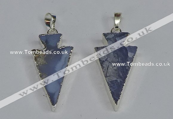 NGP3491 15*30mm - 18*40mm arrowhead blue lace agate pendants