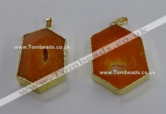 NGP3494 25*40mm - 30*45mm hexagon druzy agate pendants