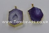 NGP3495 25*40mm - 30*45mm hexagon druzy agate pendants