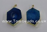 NGP3497 25*40mm - 30*45mm hexagon druzy agate pendants