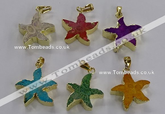 NGP3517 24*25mm starfish fossil coral pendants wholesale