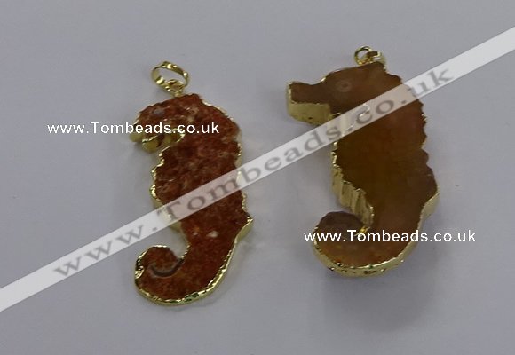NGP3531 22*58mm - 25*55mm seahorse agate gemstone pendants
