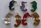 NGP3538 22*58mm - 25*55mm seahorse agate gemstone pendants