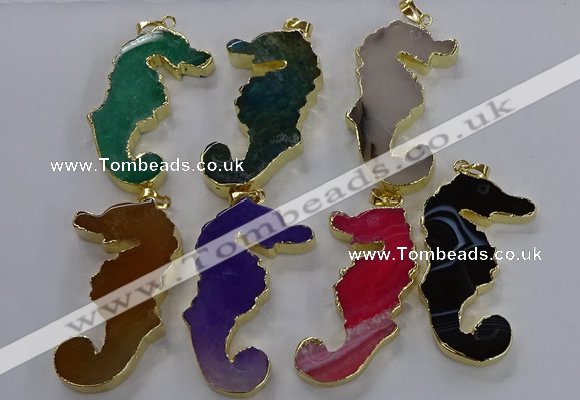 NGP3548 22*58mm - 25*55mm seahorse agate pendants wholesale