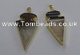 NGP3570 25*50mm - 30*55mm arrowhead druzy agate pendants