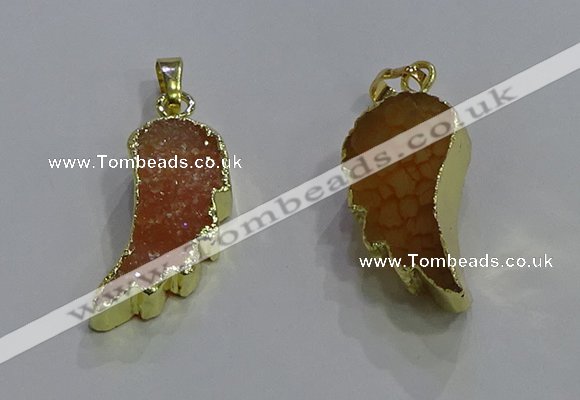 NGP3604 15*30mm - 18*40mm wing-shaped druzy agate pendants