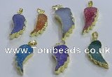 NGP3610 15*30mm - 18*40mm wing-shaped druzy agate pendants