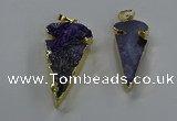 NGP3614 15*30mm - 20*40mm arrowhead druzy agate pendants