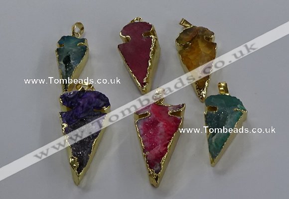 NGP3619 15*30mm - 20*40mm arrowhead druzy agate pendants