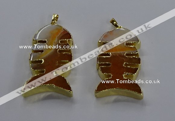 NGP3643 25*50mm - 28*55mm fishbone agate gemstone pendants