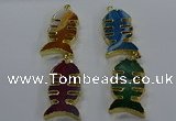 NGP3650 25*50mm - 28*55mm fishbone agate gemstone pendants