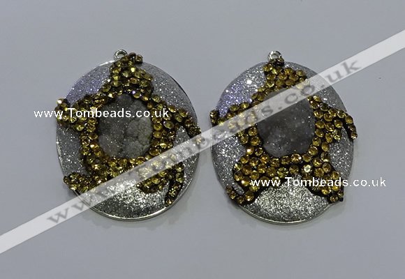 NGP3671 35*45mm oval druzy agate pendants wholesale